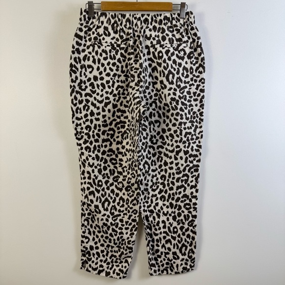 J.Crew Easy Pants Ivory Leopard Linen Lyocell Straight Taper Leg Trousers Size 6 - Picture 5 of 13